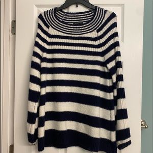 Blue and white striped maternity sweater